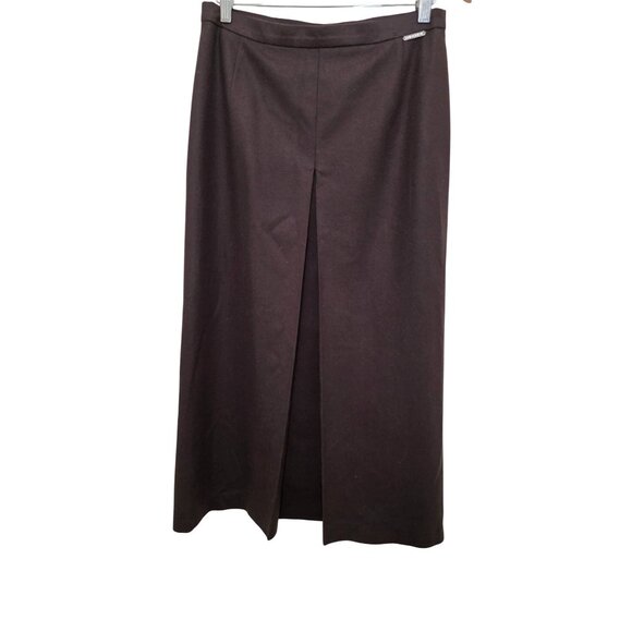 VTG Geiger Collections Brown Winter Maxi Skirt Front Pleat & Rear Button Closure - Picture 1 of 8